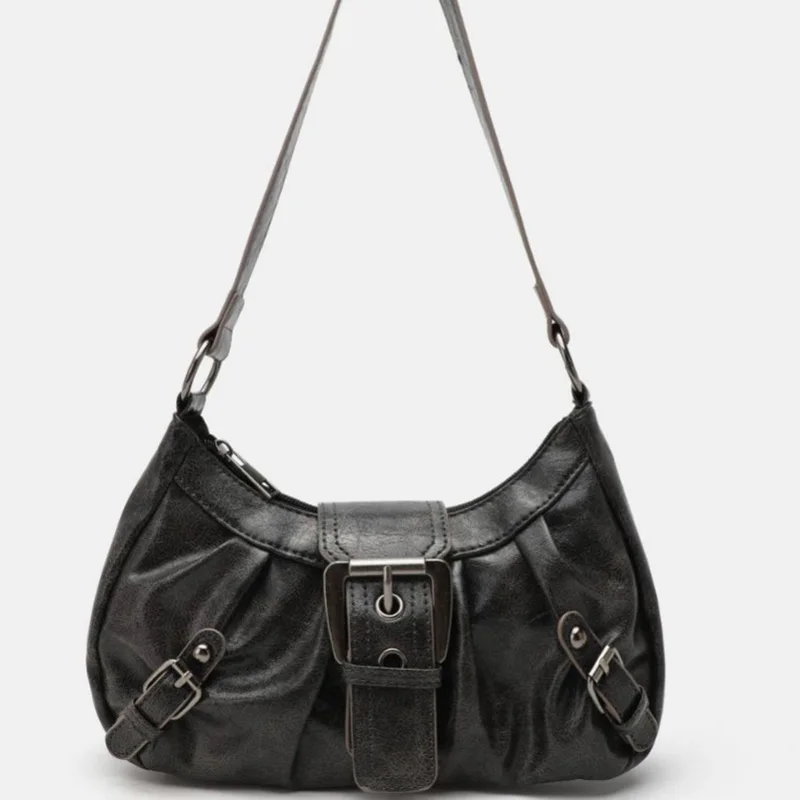 2024 spring hot selling Maillard style retro style small bag spicy girl Y2K wasteland style vintage leather shoulder armpit bag