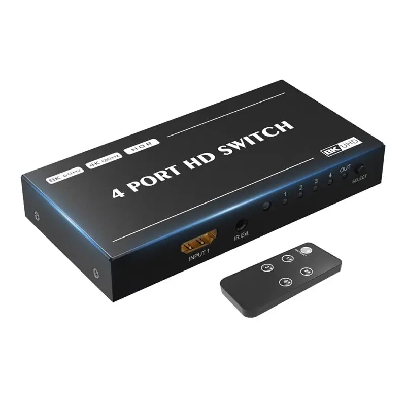 *SPOR 8K HD Switcher 4 Port HDMI-Compatible Switcher 4 in 1 Out Splitter 8K 60Hz Game Projector Home Converter