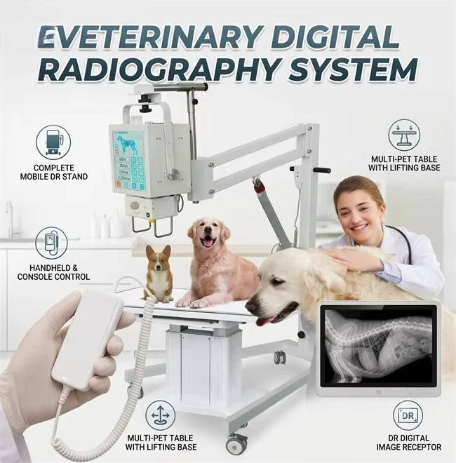 Portable 5.6KW Veterinary X-ray Machine DR Imaging System, Mobile X-ray Machine with Manual and Remote Exposure for Animal Diagn