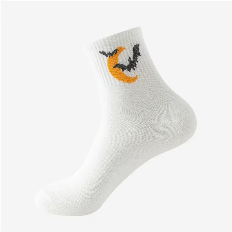 5 pares de calcetines novedosos de Halloween para hombre: diseños espeluznantes, algodón transpirable, media pantorrilla, recuerdos de fiesta