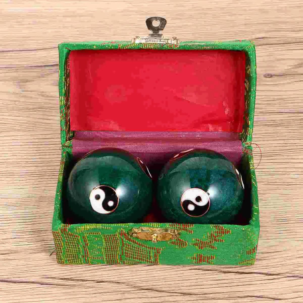 1 Pair of 47mm Chimes Hand Massage Balls Chinese Tai Chi Pattern Stress Relieve Hand Exercise Massage Balls