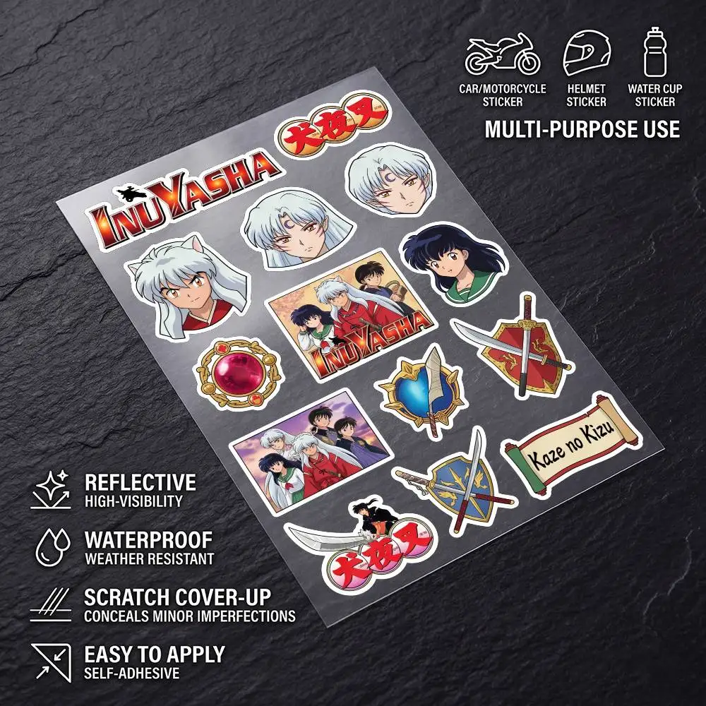 I-Inuyasha-a Long Lasting Waterproof Reflective Sticker Scratch Conceal Fit Motorcycle Car Helmet Fridge Decals