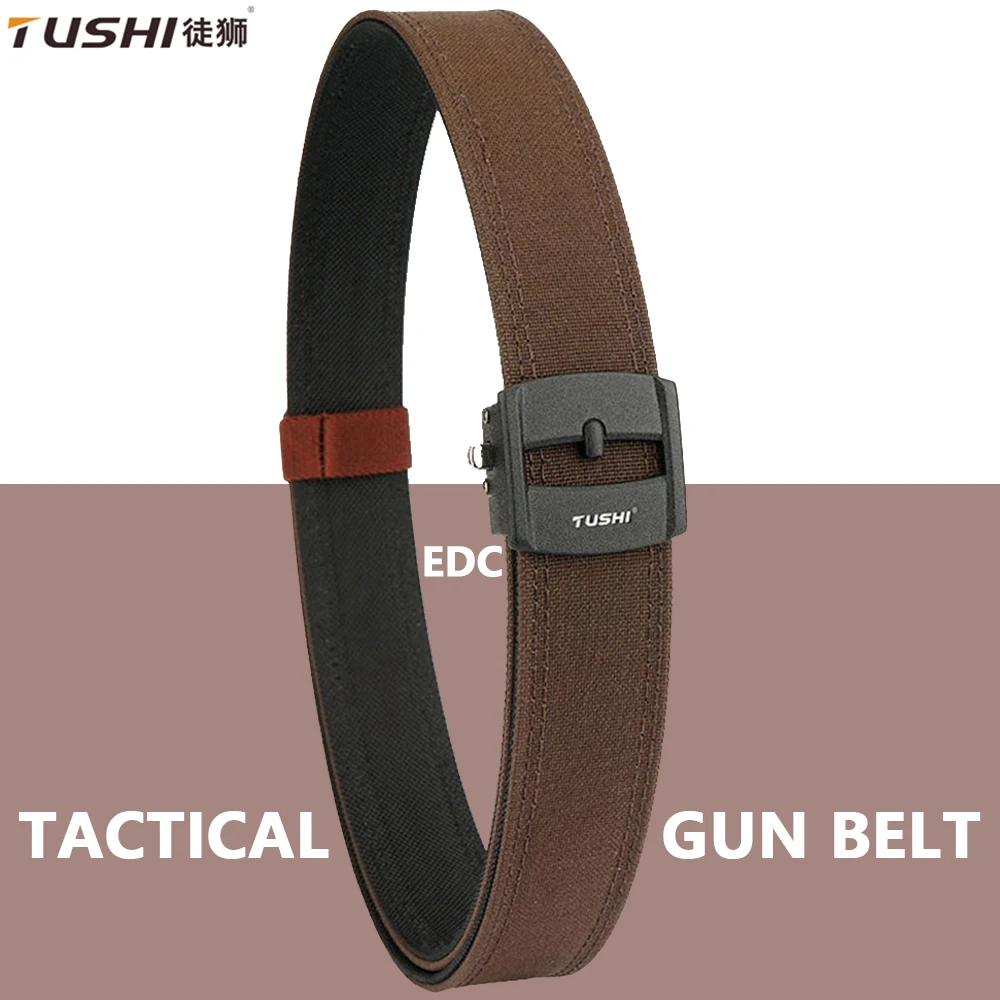 

TUSHI New Hard Tactical Belt for Men Metal Buckle Military Pistol Belt Nylon Work Tool Belt Casual Waistband IPSC Gun Belt Male