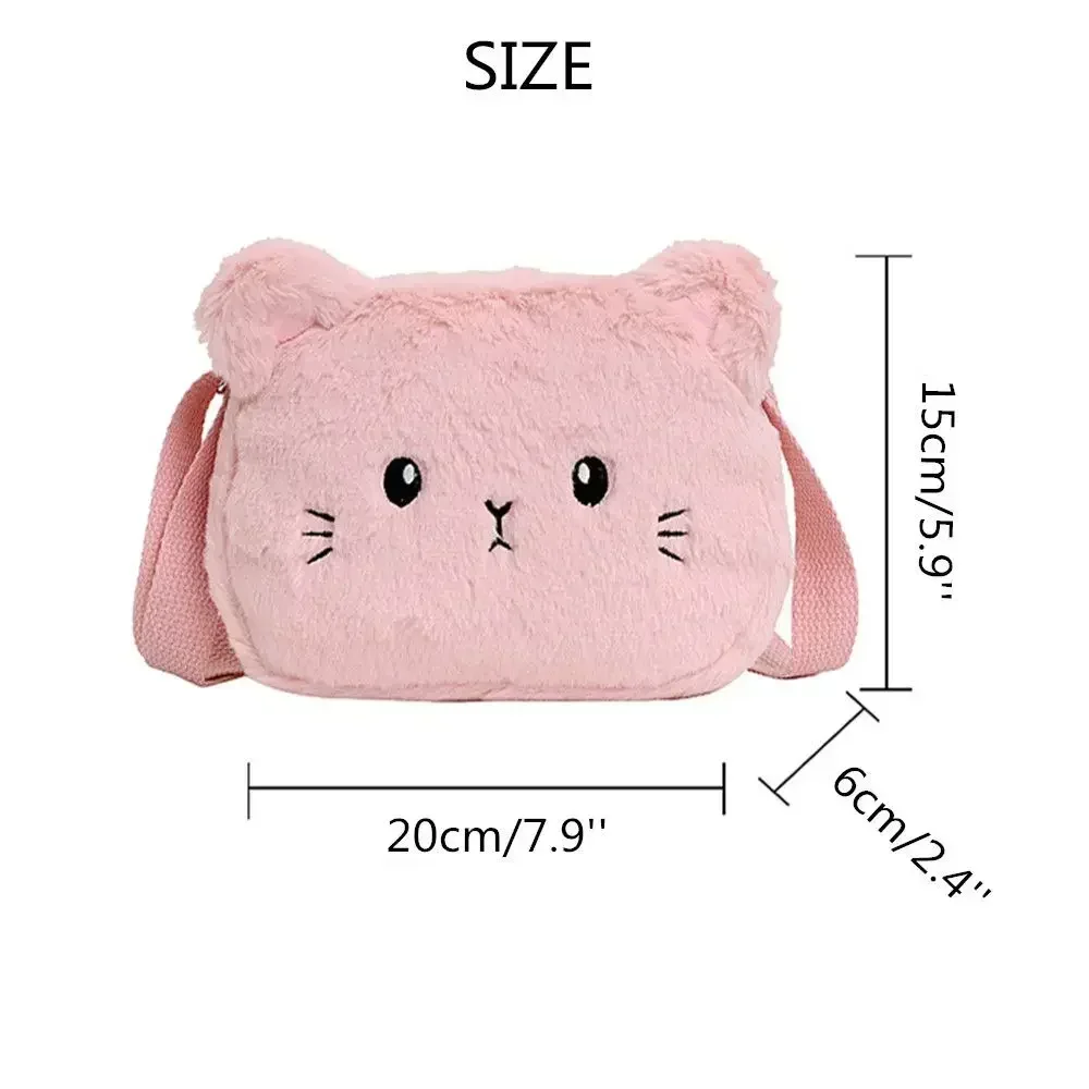 JAMZ-01 New Cute Soft Plush Children's Shoulder Bag Cartoon Cat Baby Girls Messenger Small Bags Kids Handbags Coin Purse