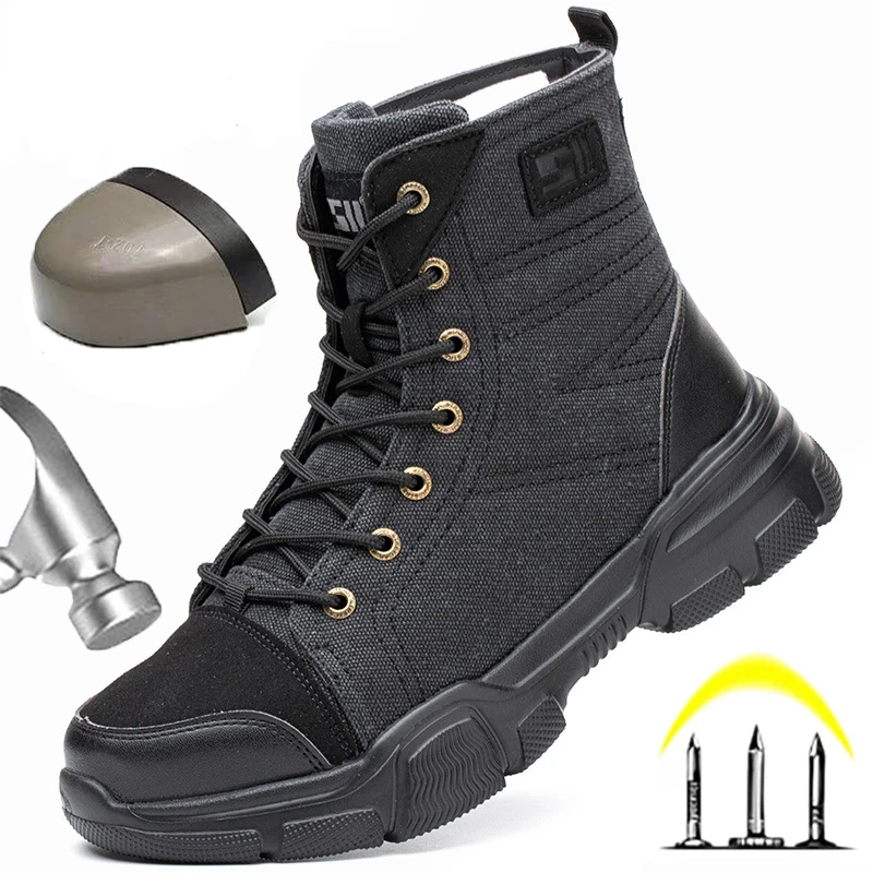 Work Safety Shoes Men Safety Boots Anti-smash Anti-stab Work Shoes Sneakers Steel Toe Shoes Male Work Boot Indestructible