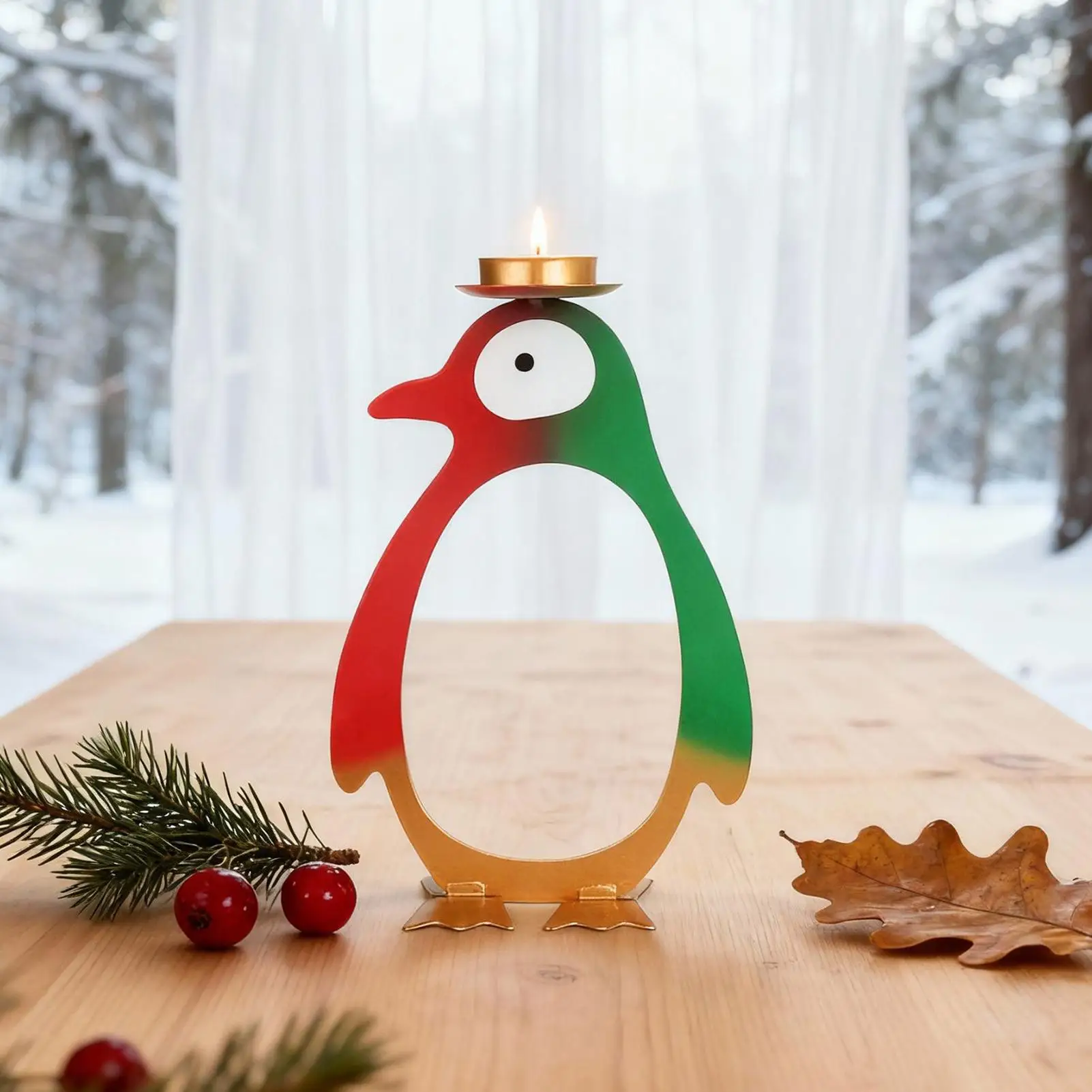 Tea Light Candle Holder Penguin Design Centerpiece Ornaments Animal Candle Holder For Christmas Thanksgiving Holiday Wedding view 4