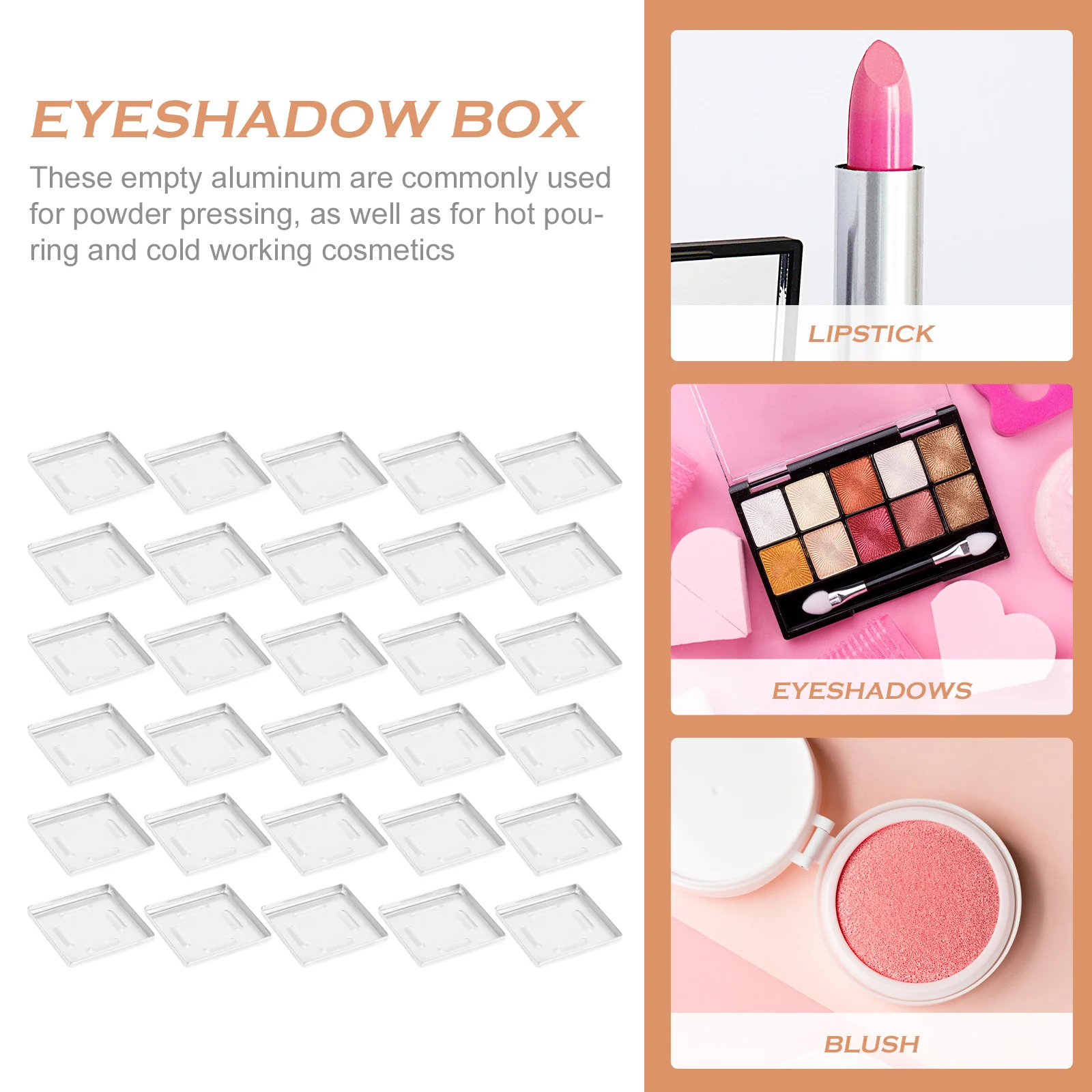 

1Set Aluminum Eyeshadow Case Refillable Makeup Organizer Blusher Container Lipstick Storage Plate Compact Travel Sub