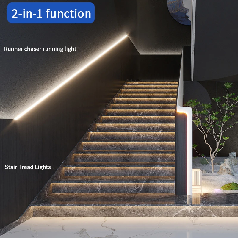 Imagem -02 - Smart Sensor Stair Tread Light Step Lights Água Corrente Corrimão de Cavalo Escadas Luzes com Controlador