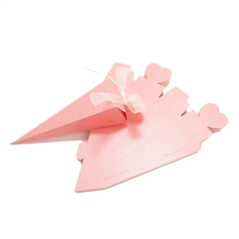 96GC 50X Hộp quà cưới Hộp đựng bánh quy xử lý hộp cho món quà tặng cho bữa tiệc Nguồn cung cấp trái tim Hình dạng hình kim tự