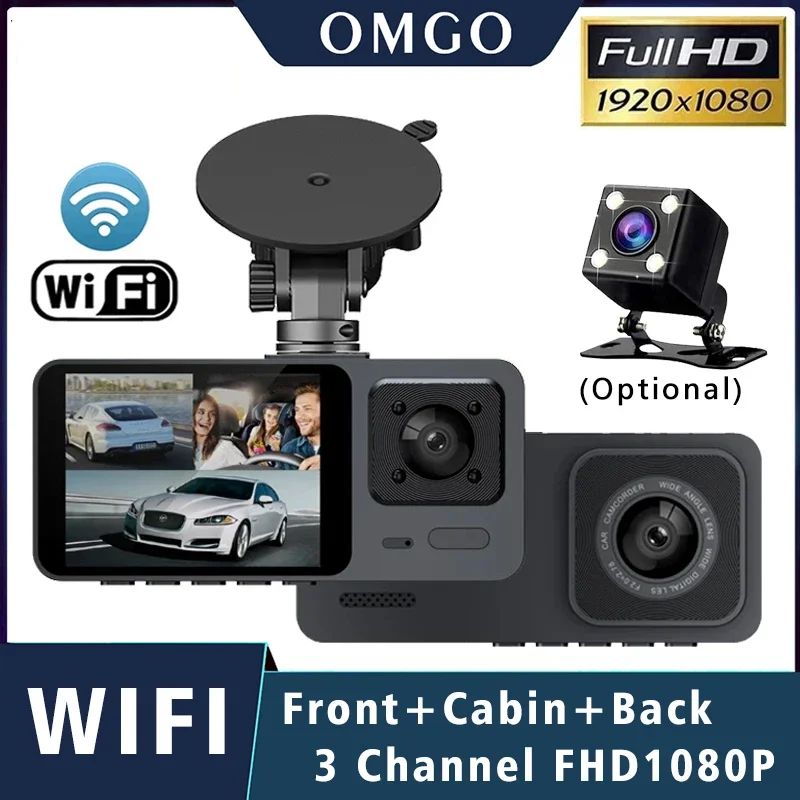 

Автомобильный видеорегистратор, Wi-Fi, 3 камеры, мини 1080P внутри автомобиля, видеорегистратор, трехканальный видеорегистратор, видеорегистратор, мини-регистратор, видеокамера