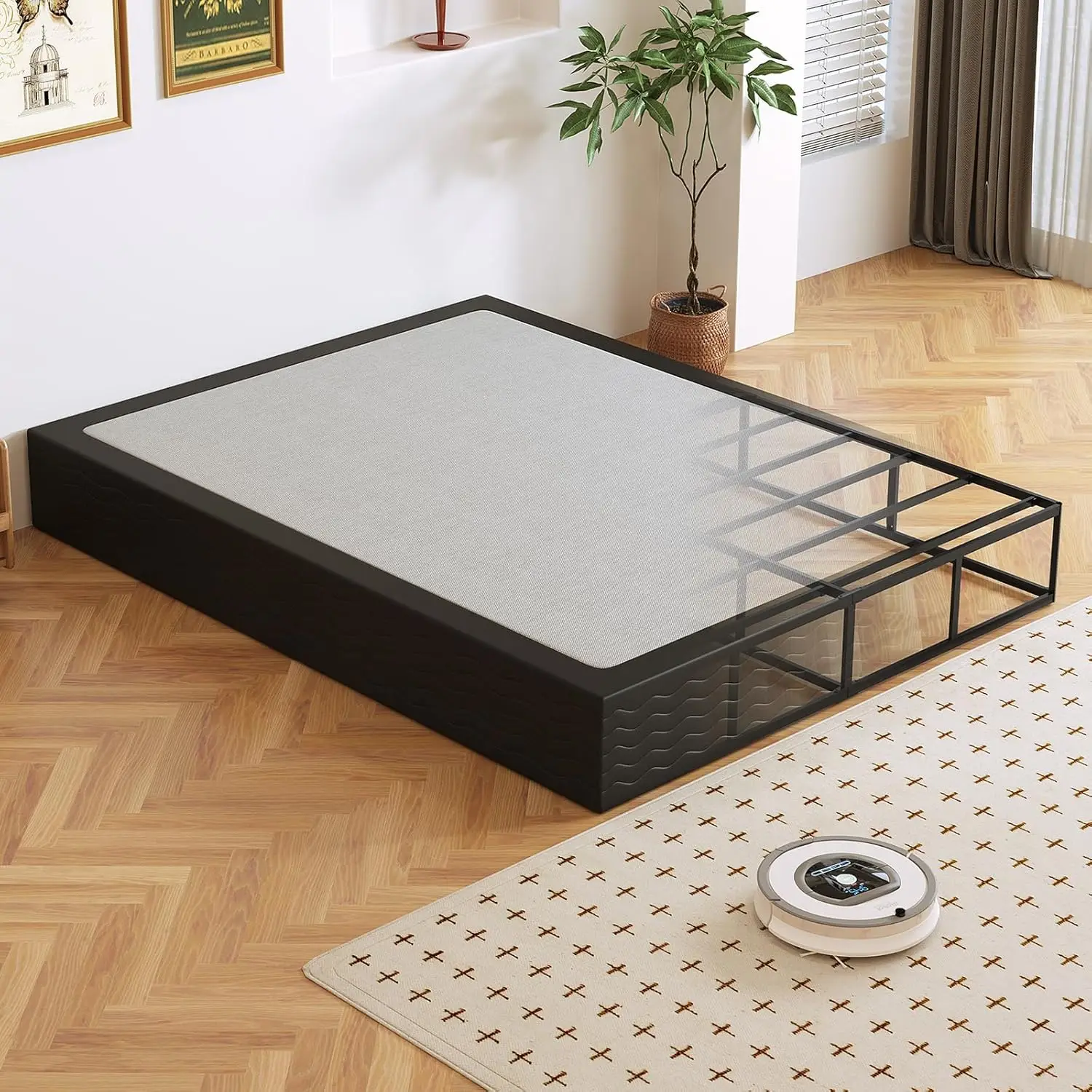 

10 Inch High Profile Queen Box Spring Heavy Duty Metal Frame Mattress Foundation with Fabric Cover Easy Assembly Noise Free 10