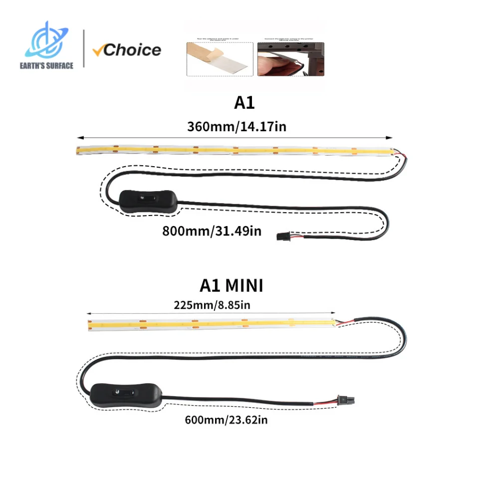 Super Bright LED Light Strip for Bambu Lab A1/A1 Mini 24V RA95 Fill Light 3D Printer Accessories