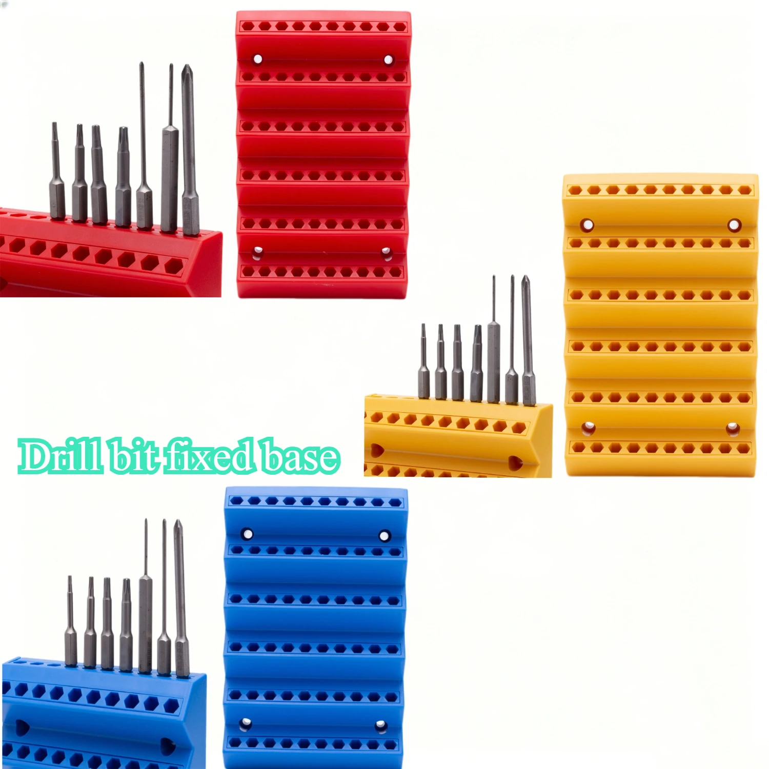 Multi-position Portable Electric Drill Bit Tool Organizer Rack Placement Base Hex Handle Drill Bit Storage Fixed Base