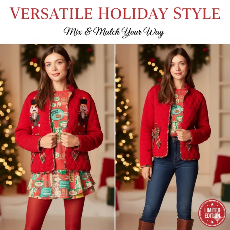 

Christmas Bow 3D Cardigan Women’s Plaid Pocket Long Sleeve Cotton Coat Cute Festive Bow Detail Loose Winter Outerwear Jacket New