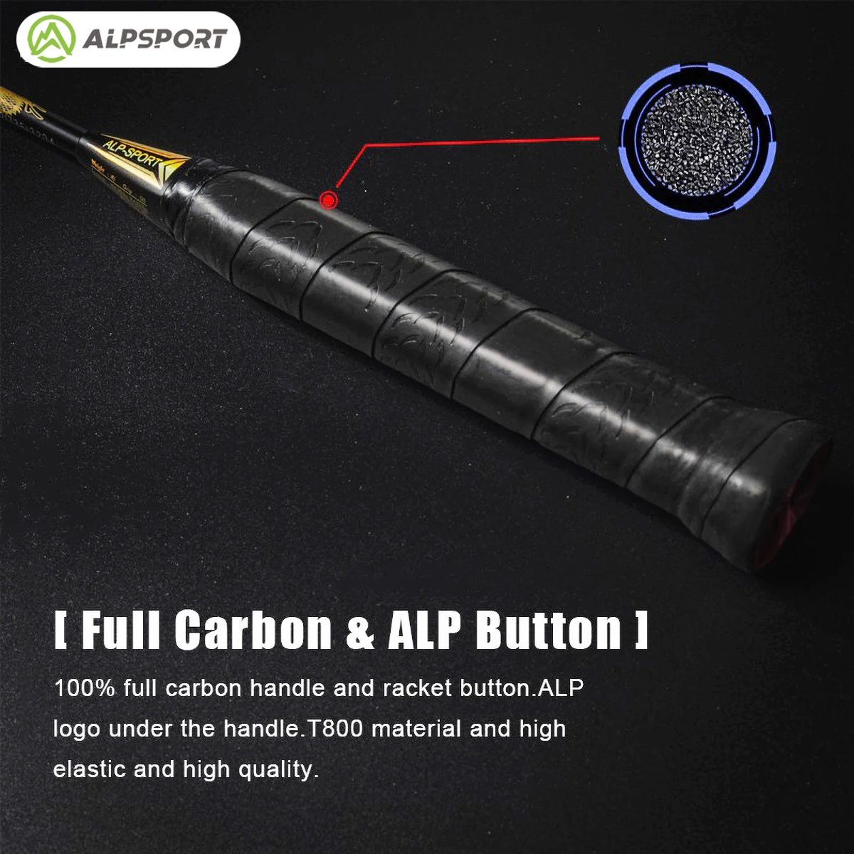 Alpsport TAJ 4U Tai Ah Excalibur Golden Dragon G5 T800 Full Carbon Fiber Maximum weight 32 lbs Professional Badminton Racket ALP