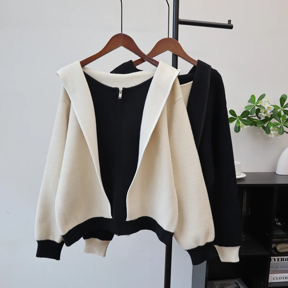 

Cardigan Women Mid Length Coats Hooded Zipper Jackets Full Sleeve Jumpers Y2k Streetwear Elegant Knit Casual Loose Autumn Winter