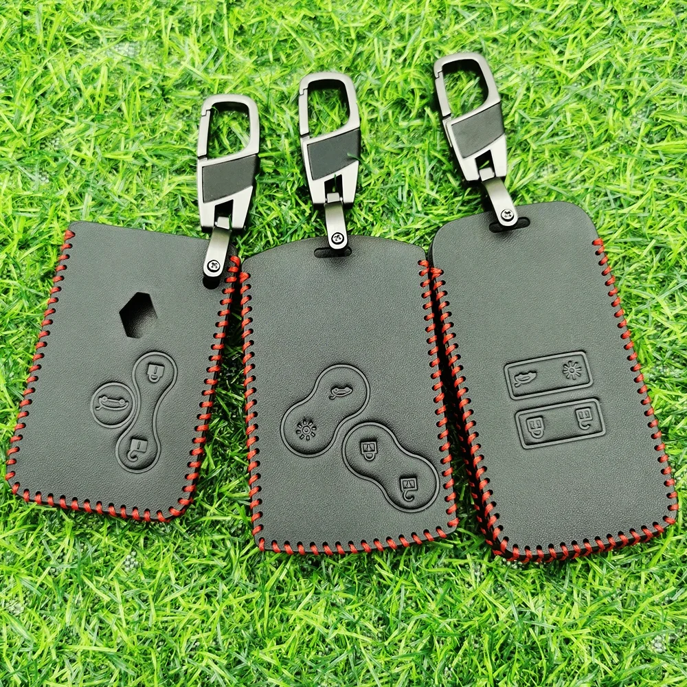 

New Design Leather Car Key Cover for Renault Kadjar Captur Clio Megane 2 3 4 RS Koleos Logan Scenic Card Case Keychain Key Cases