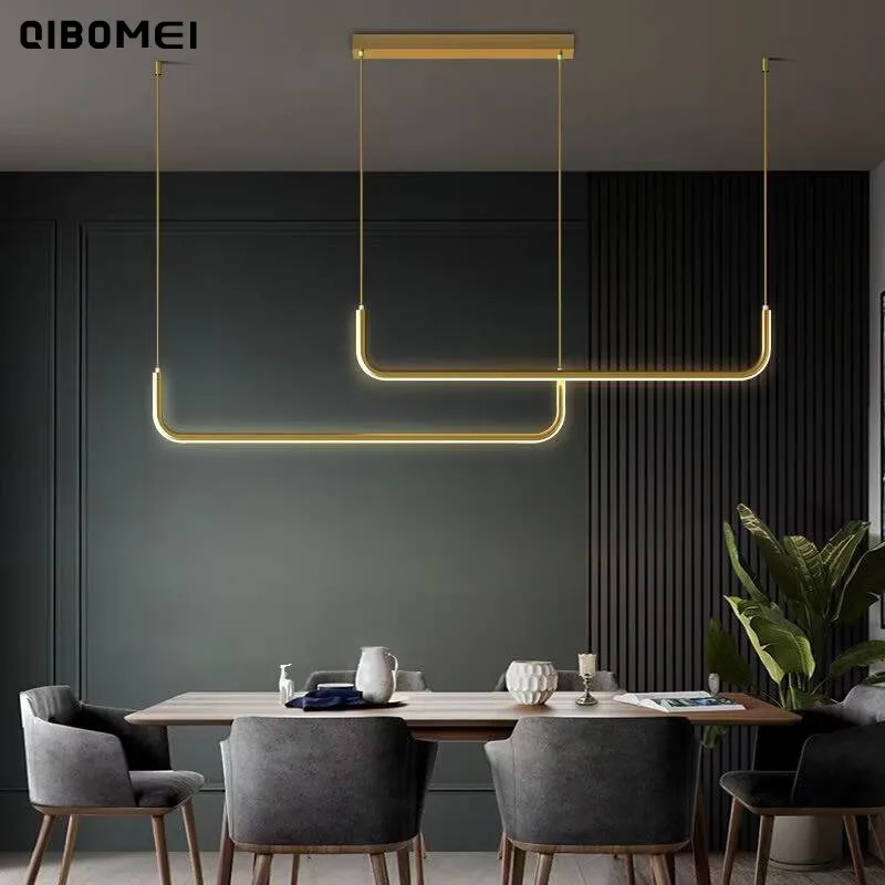 Moderno led luzes pingente para hall cozinha sala de jantar lamparas de techo barra suspensão luminária ouro preto deco lâmpadas