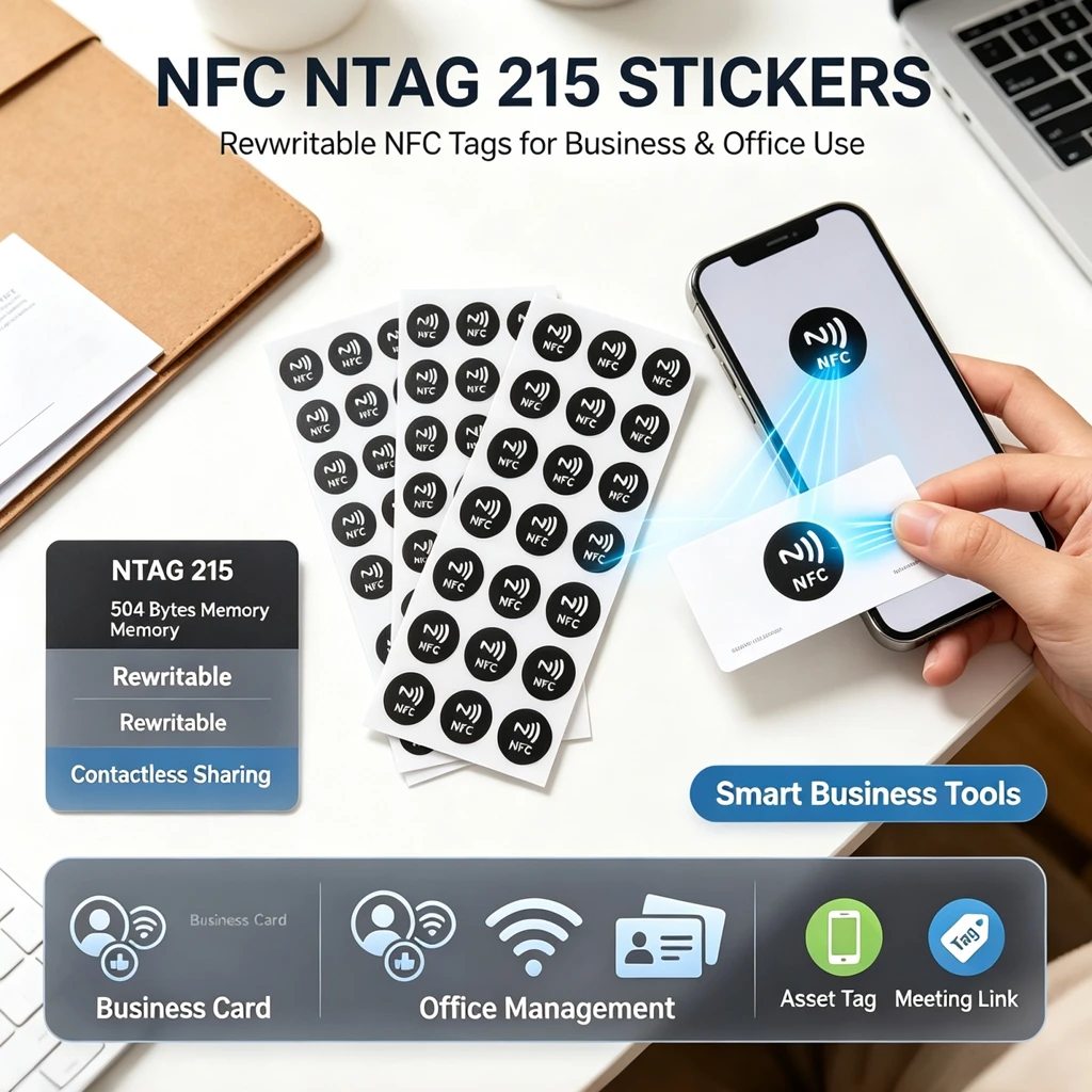 Black Printed NTAG215 NFC Tags Round NFC Stickers Blank Rewritable NFC Label Strong Adhesive Smart Tag For Phone NFC Automation