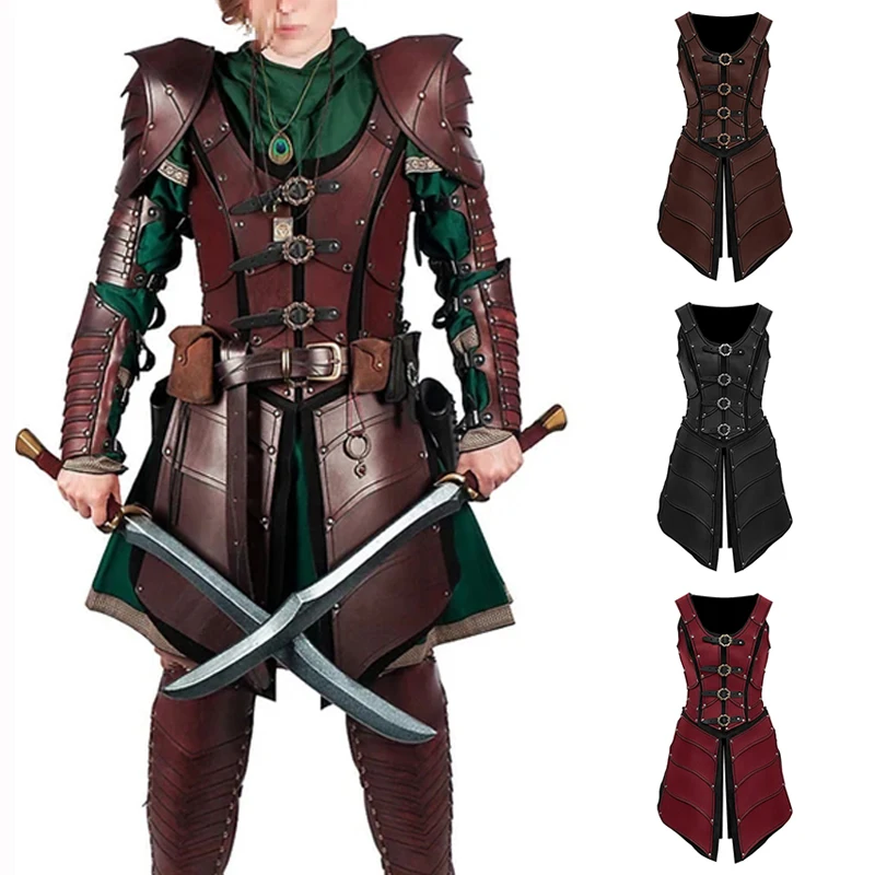 

Medieval Elf Knight Warrior Cosplay Costume Armor Historical Movie Club Stage Props Role Playing Dress Tunic Coat Larp Accessory