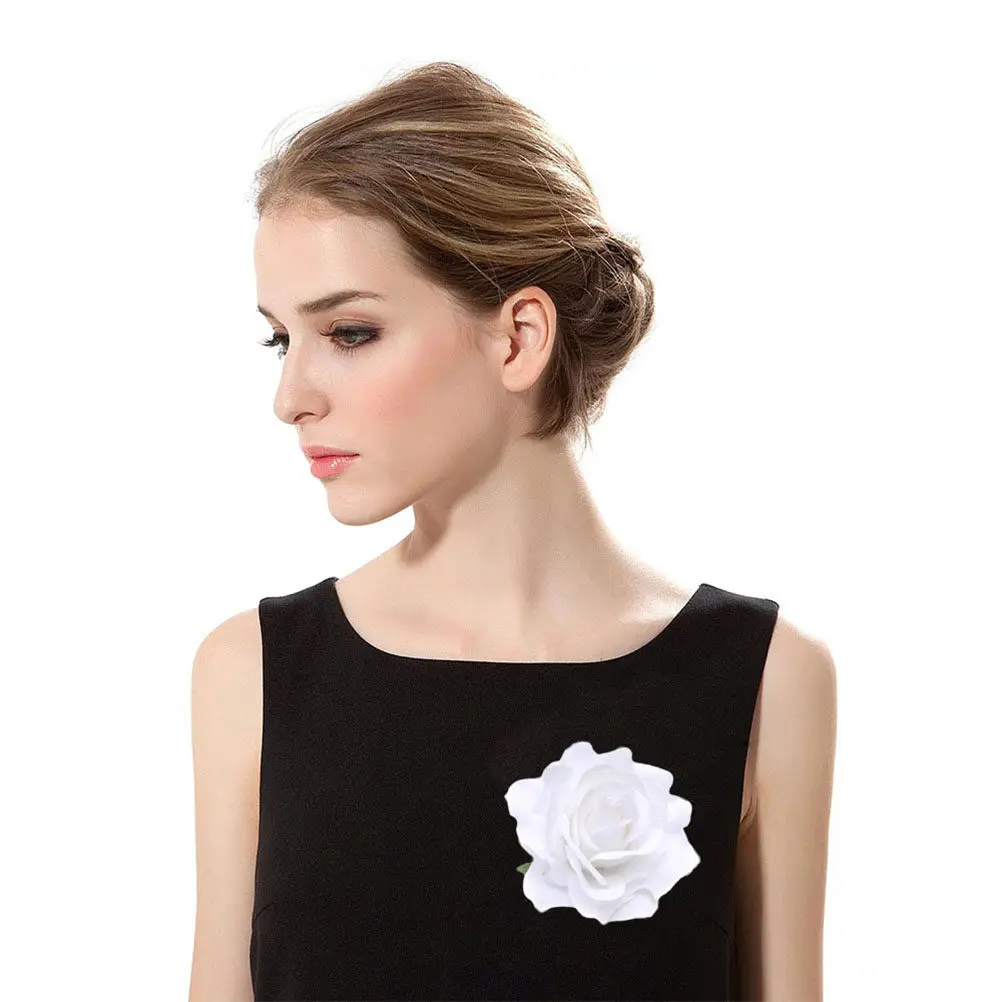 

Набор из 5 больших искусственных роз-брошей для свадебного букета, бутоньерки, аксессуара для костюма жениха, элегантный цветочный корсаж