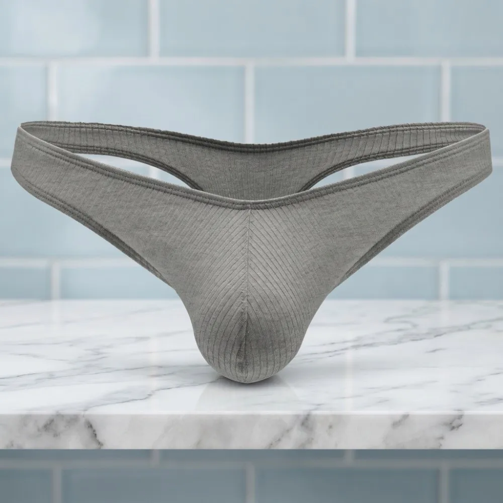 Soft Low Waist Men Thongs Thread Pattern Solid Color Men's Panties Lingerie Underpants Male Briefs Male