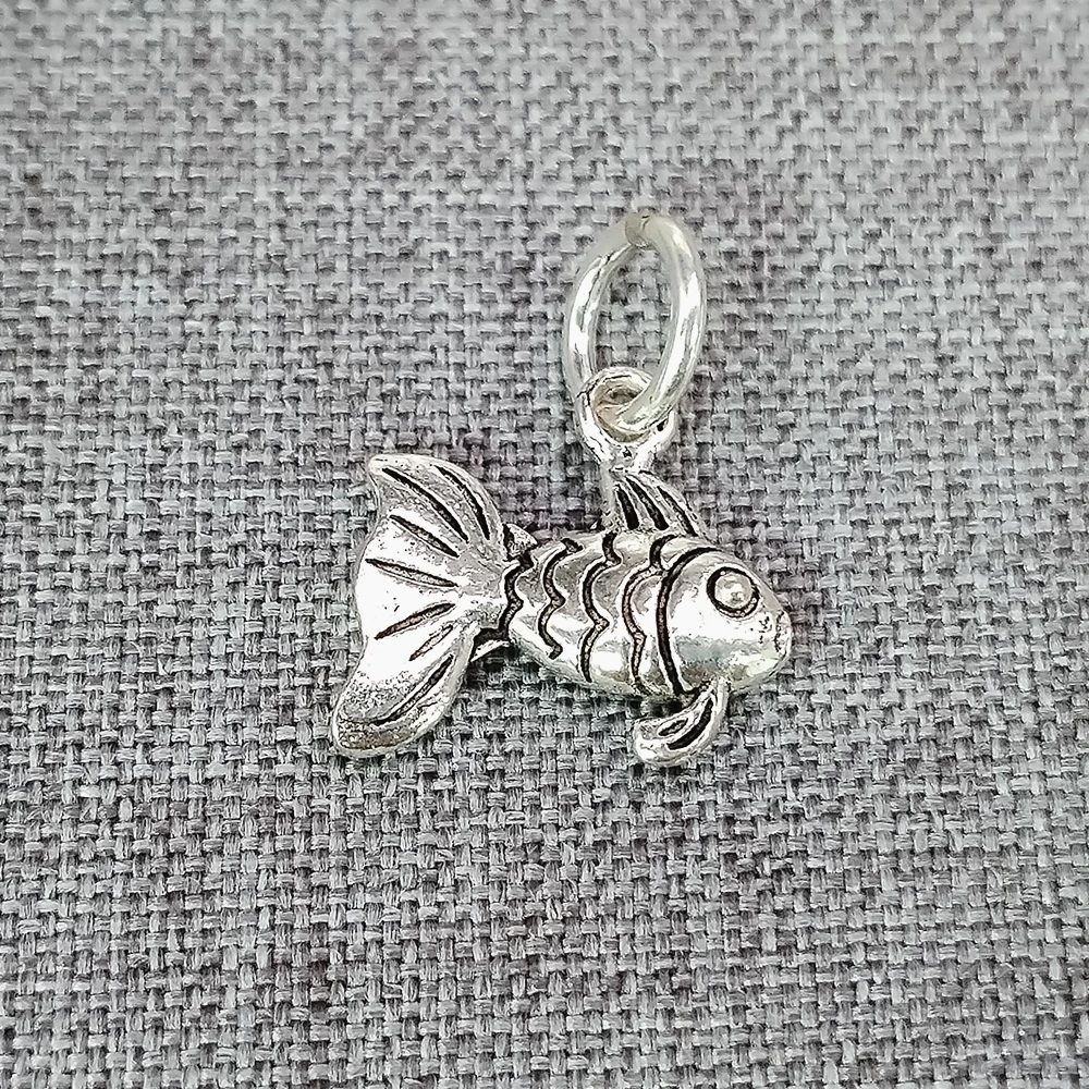 

1 Piece of 925 Sterling Silver Small Fish Charms 2-Sided Ocean Sea Pendant for Bracelet Necklace
