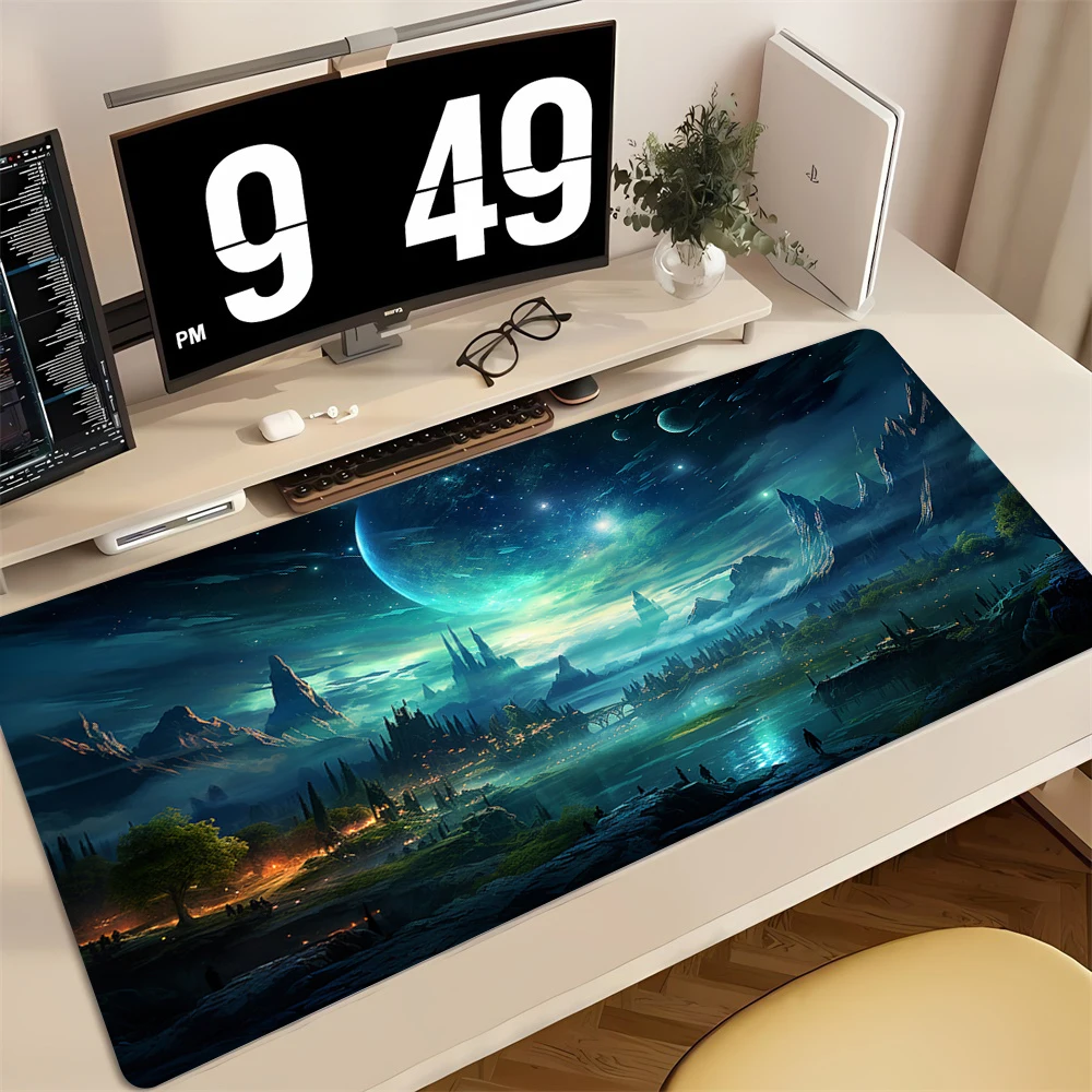 Pretty Starry Sky Moon Mouse Pad Large Computer Office Game Table Mats Rubber Anti-slip Gaming Keyboard Mousepads Desk Pads
