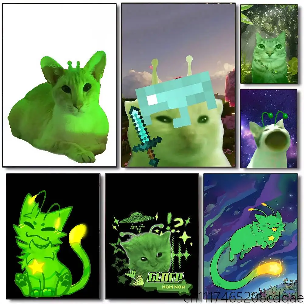 Gnarp Gnarp Alien Cats Poster Wall Art Posters, Texture Paintings, Ideal Gift for Room Decoration