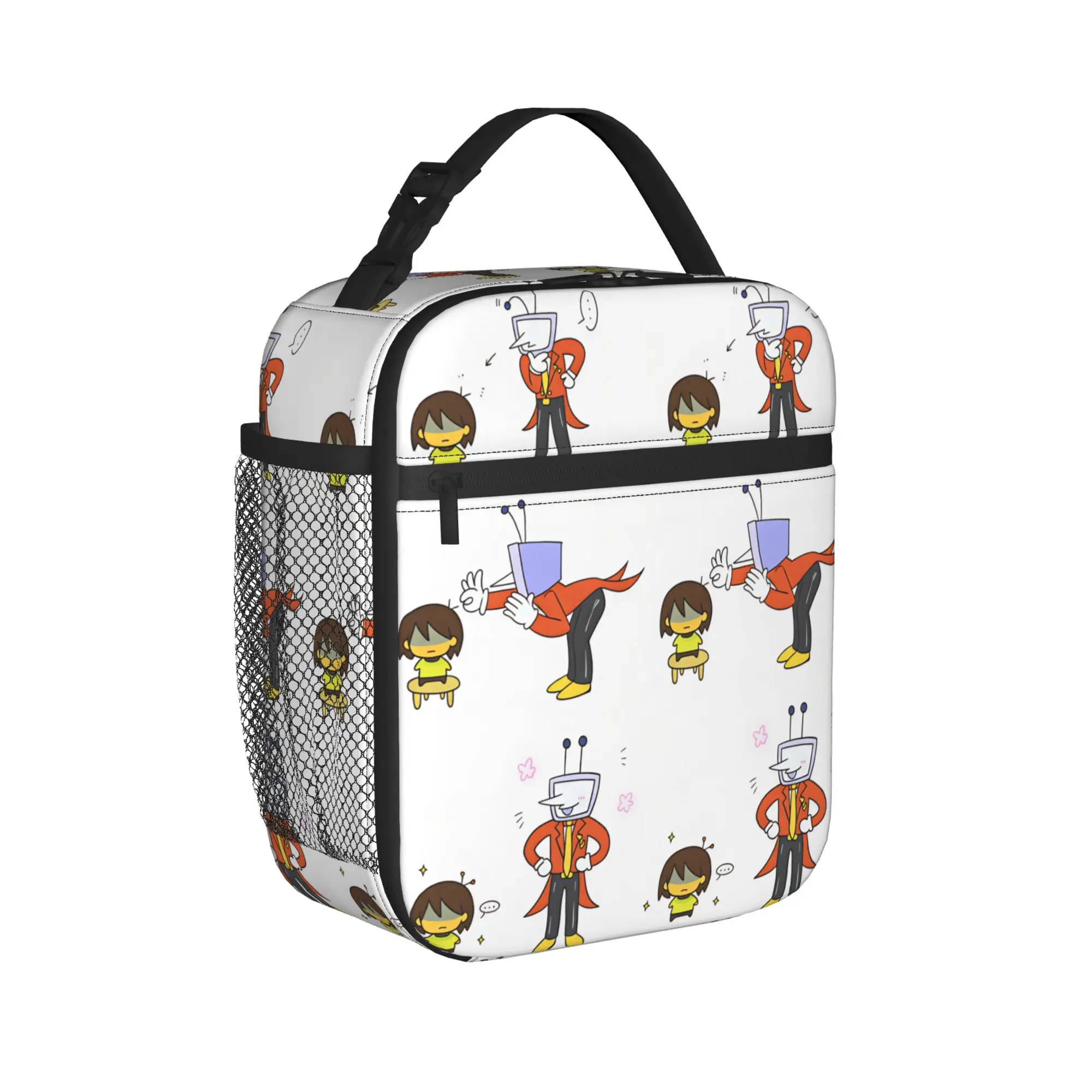 Deltarune Kris TV Man Cute Comic Strip Lunch Bag Picnic Convenient Tote Food Bags For Child  Waterproof Print Cooler Bag