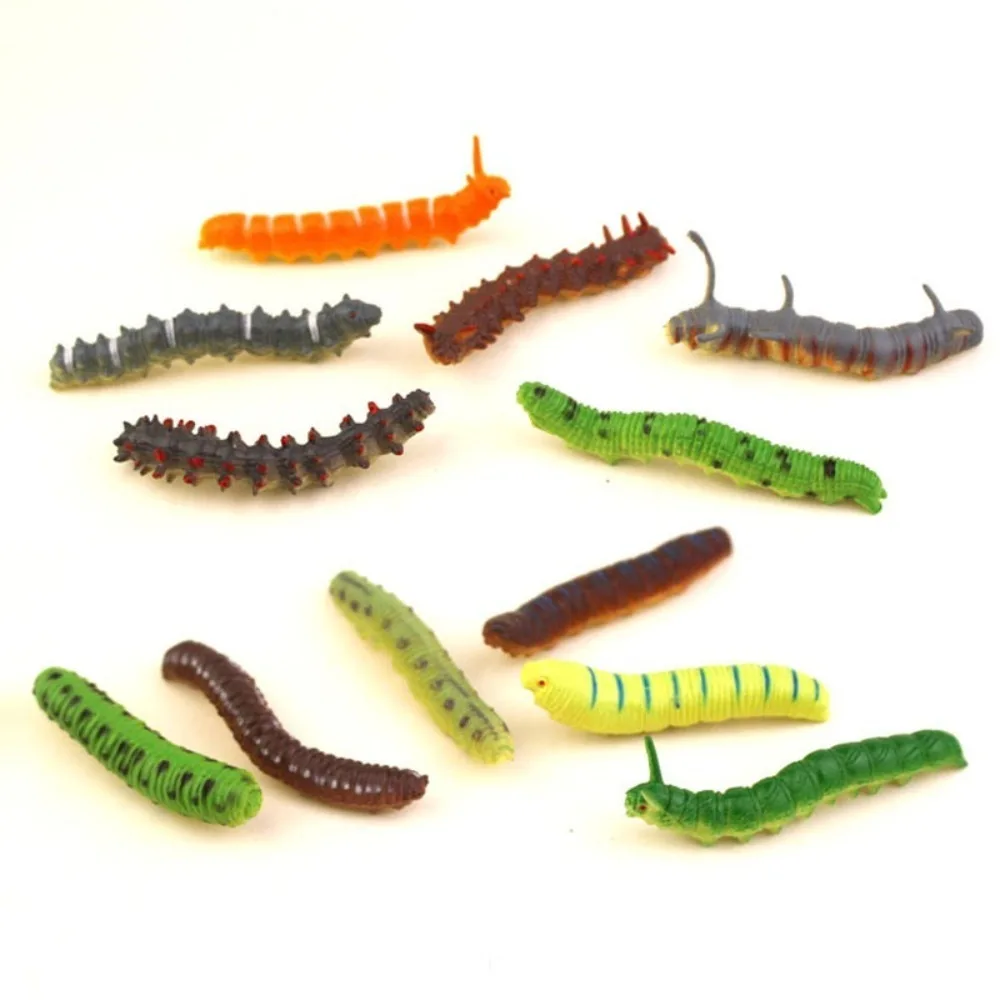 

12 Pcs/Set Creative Mini Simulation Caterpillar Plastic Lifelike Simulation Insect Simulation Animal Model Kids Gifts,Toys Games