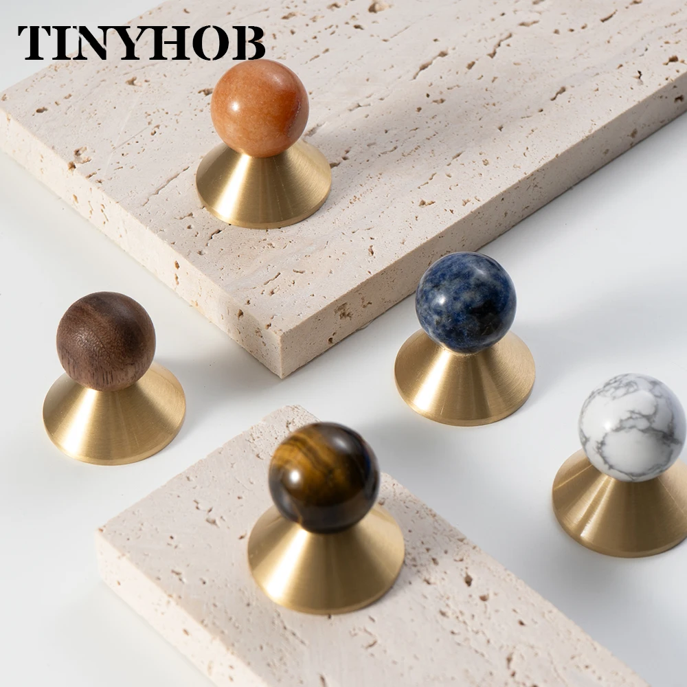 

Pink Natural Stone Handle for Cupboard Drawer Pull Luxury Brass Cabinet Knob Home Furniture Accessory