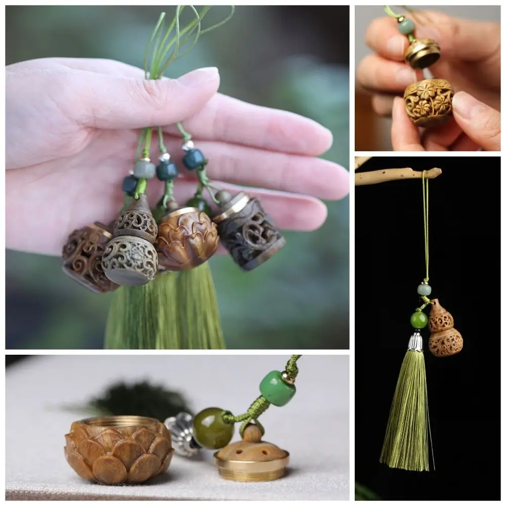 

Wooden Lotus Flower Hollow Sachet Car Interior Decor Vintage Car Pendant Decor Carved Wood Pendants Chinese Style Car Ornaments