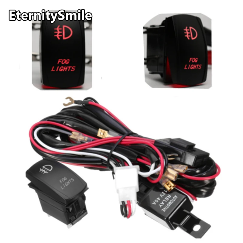 Universal harness Kit 1 to 2 Led Light Bar Cable 40A 12v 24v Switch Relay Auto Work Driving Fog light Wiring Loom Harness