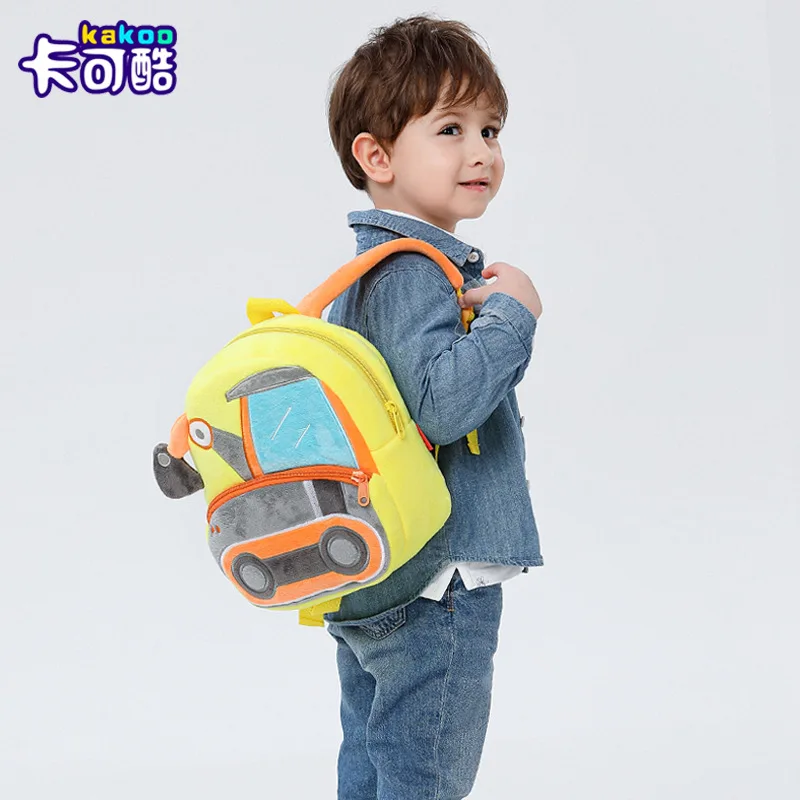 Cartoon Engineering Vehicle Plush Kids Backpack Excavator Fire Truck Submarine Toddler Bag Soft  Children School Bag