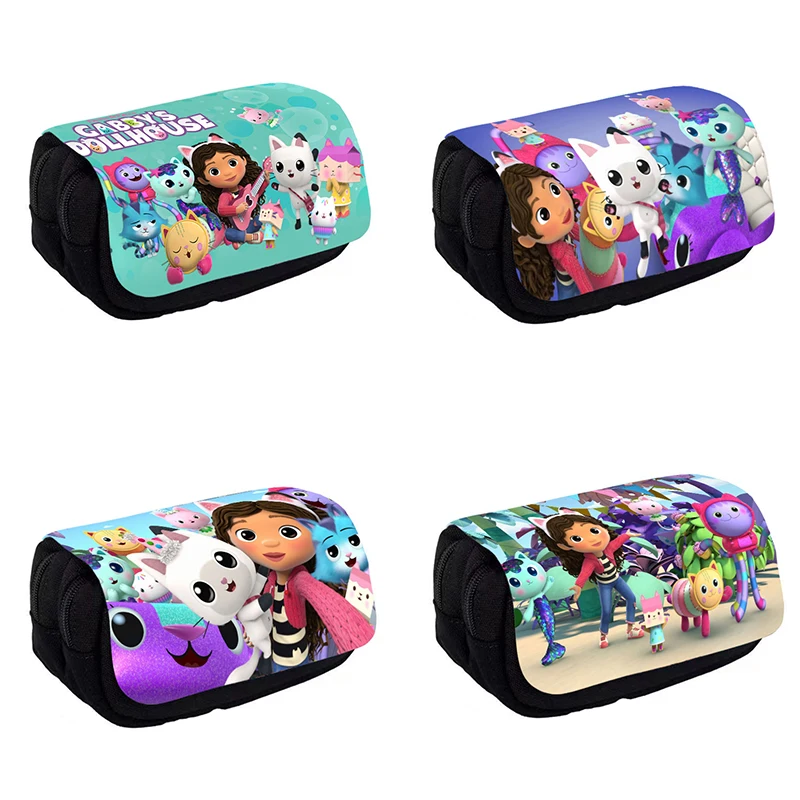 Gabby\'s Dollhouse Theme Pencil Bag Nylon pencil case children black to school supplies High Quality stationery set