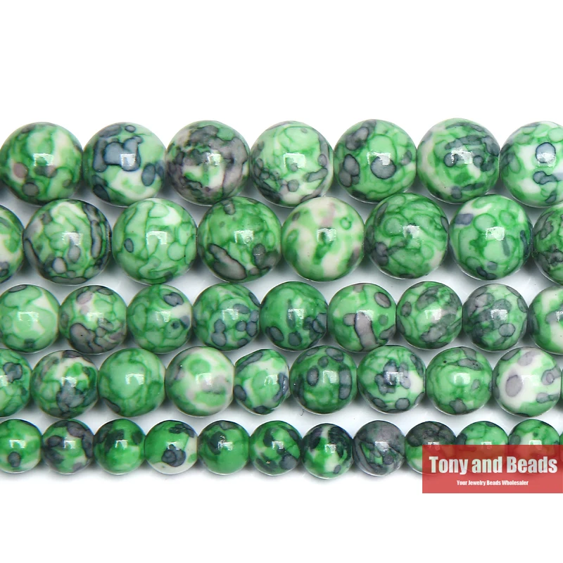 Natural Green Colorful Stone Round Loose Beads 15\