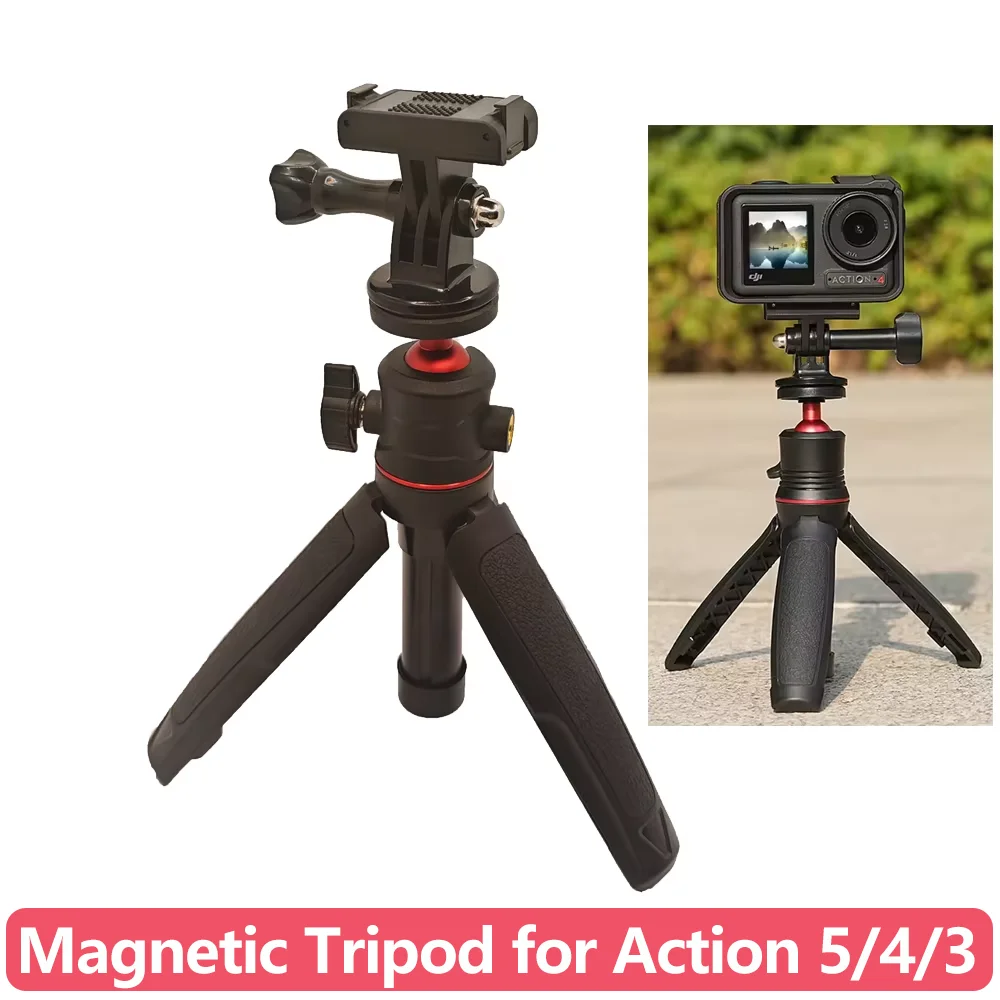 Magnetic Desktop Tripod Quick Release Adapter for DJI Osmo Action 5 PRO/4/3 Snap-On Base Mini Stand for Action Camera Vlogging