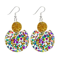 Simple Geometric Sequin Transparent Earrings Simple and Shiny Colorful Sequin Hanging Earrings Acrylic Christmas Jewelry Gift