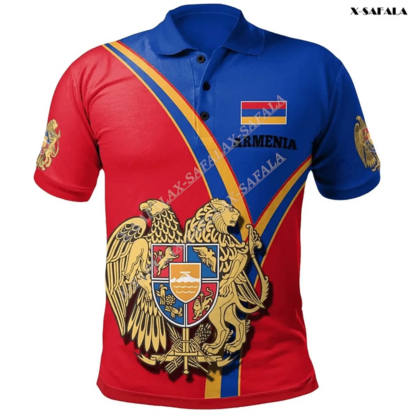 

Armenia Flag Coat Of Arms 3D Full Print Polo Shirt Men Collar Short Sleeve StreetWear Summer Clothing Top Shirt