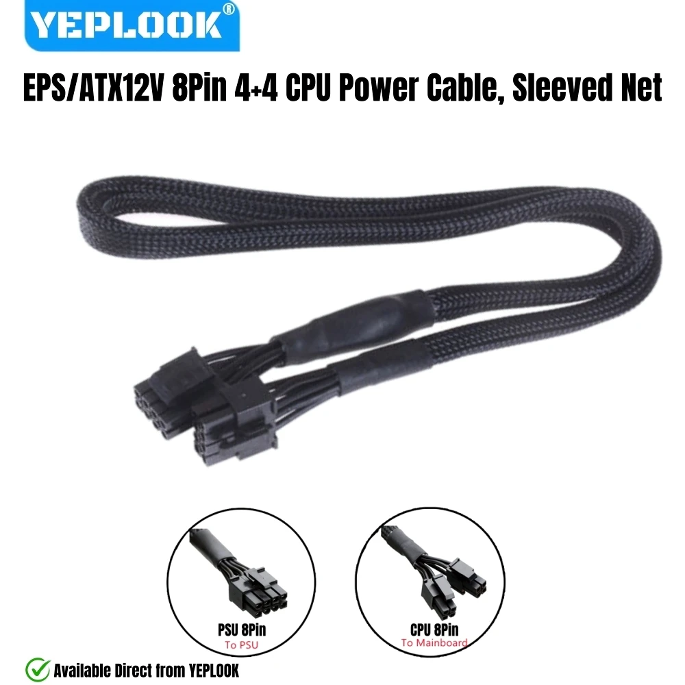 

YEPLOOK EPS/ATX12V 8Pin 4+4 Sleeved Net, CPU Power Cable for Corsair RM1000x, RM850x, RM750x, RM650x, RM550x RM-x Modular Powers
