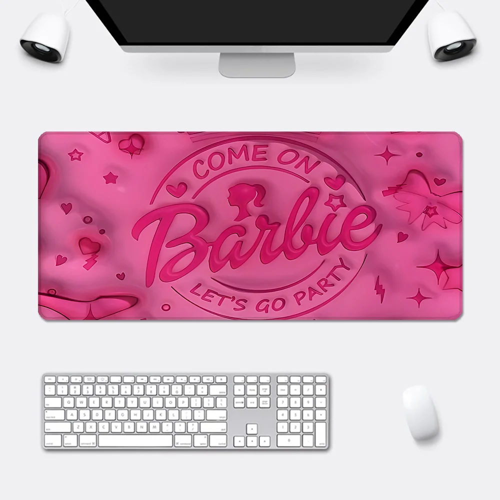 Leuke Cartoon Roze Pop Muismat HD Afdrukken Computer Gamers Vergrendeling antislip Muismat XXL90x40cm B-BarbieS Toetsenbord PC Bureau Pad