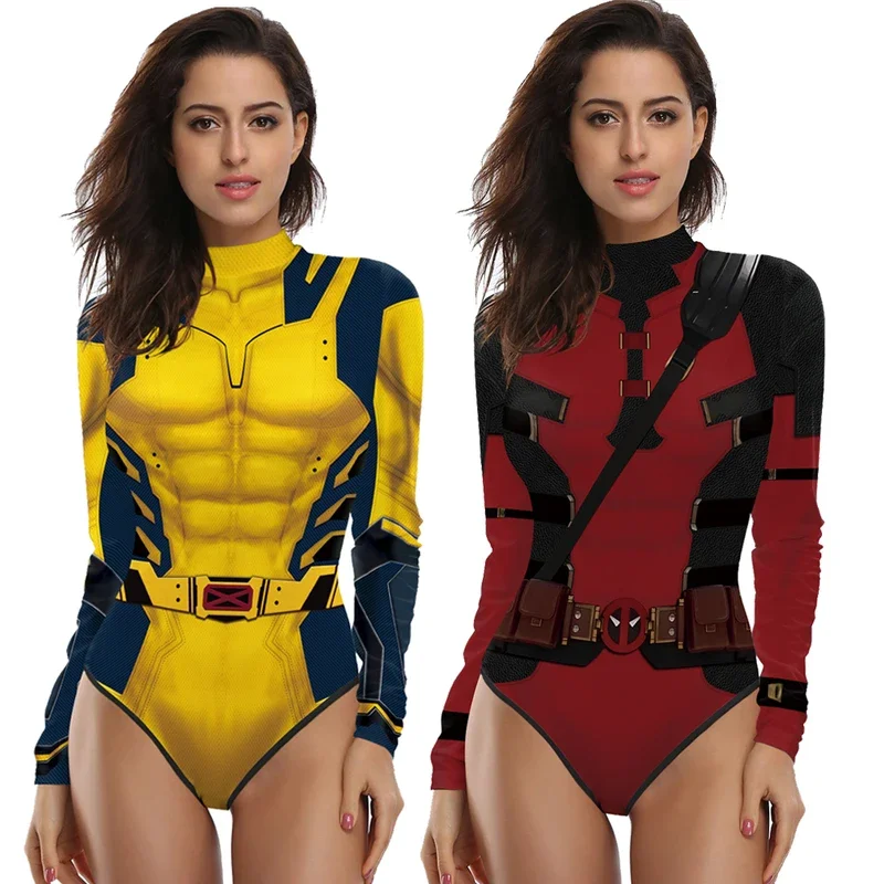 [You're My Secret] Movie Deadpool & Wolverine Superhero Cosplay Costumes One Piece Swimsuits Cosplay Zentai Jumpsuit Party Suits