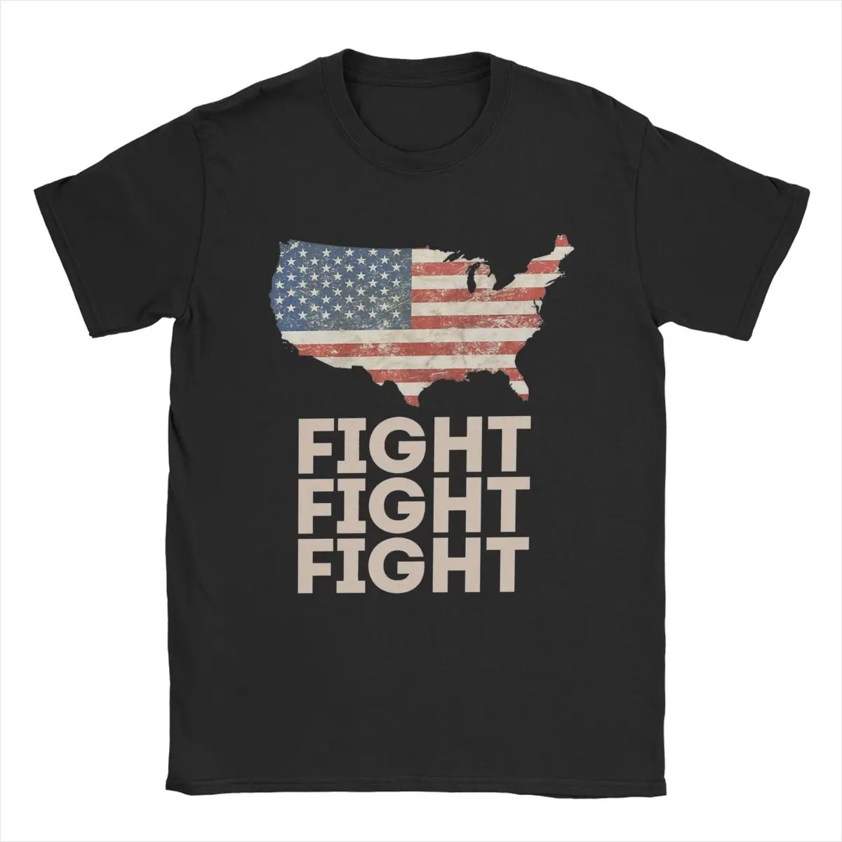 Donald Trump FIGHT 2024 Vintage Men's T Shirt USA Flag Novelty Tees Short Sleeve Crewneck T-Shirts 100% Cotton 4XL 5XL Clothing