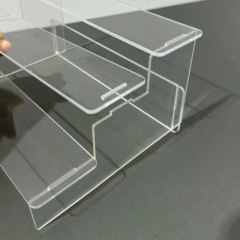 2026-Latest Models 3-Tier Acrylic Display Stand Transparent Ladder Display Riser Rack For Cupcake Perfume Jewelry Doll Figures