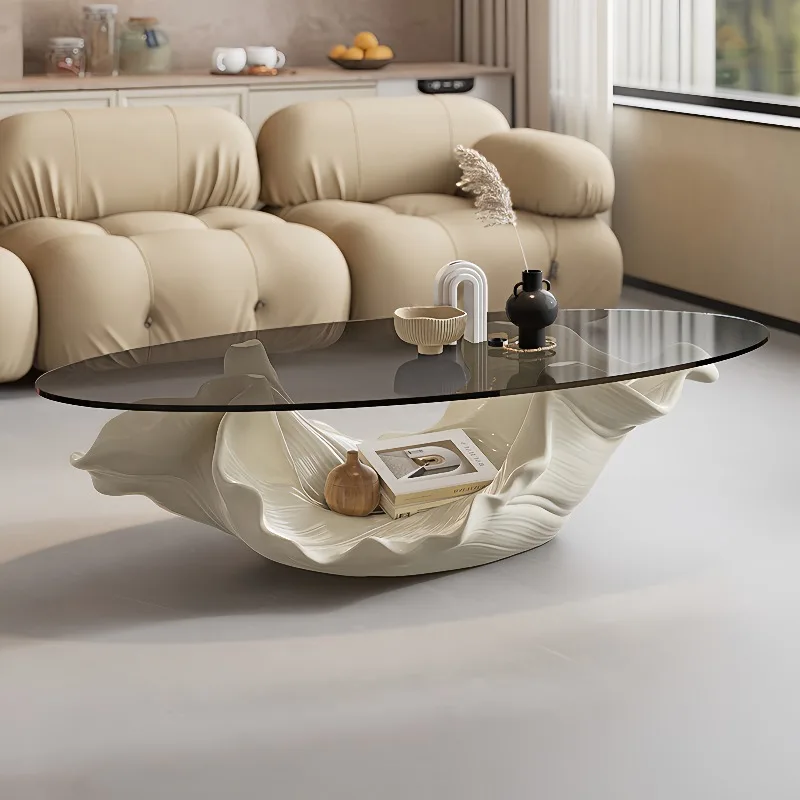 Mesas de centro de lujo de vidrio, mesas de centro ovaladas de diseño moderno para sala de estar, apartamentos nórdicos, muebles Koffietafels para el hogar