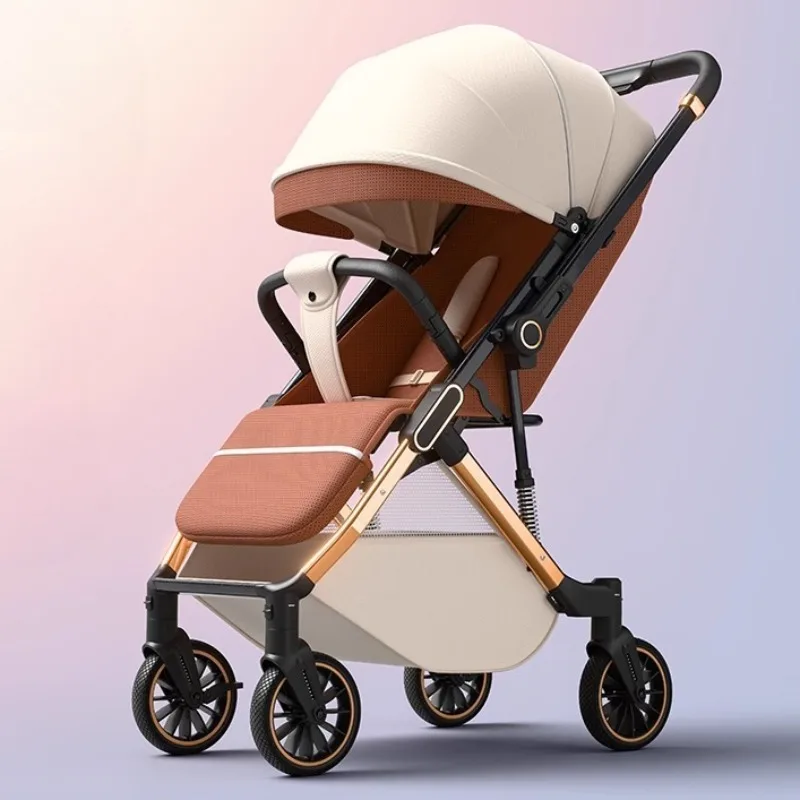 

High Landscape Baby Strollers Four-wheel Strollers Can Sit or Down Baby Car Newborn Pram Multifunctional Foldable Baby Carriage