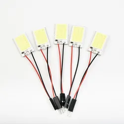 흰색 COB 18 LED 칩 패널, 자동차 인테리어 돔 전구, T10 어댑터 페스툰 12V 램프, 26mm x 16mm, 31 ~ 39mm 페스툰, 5 개