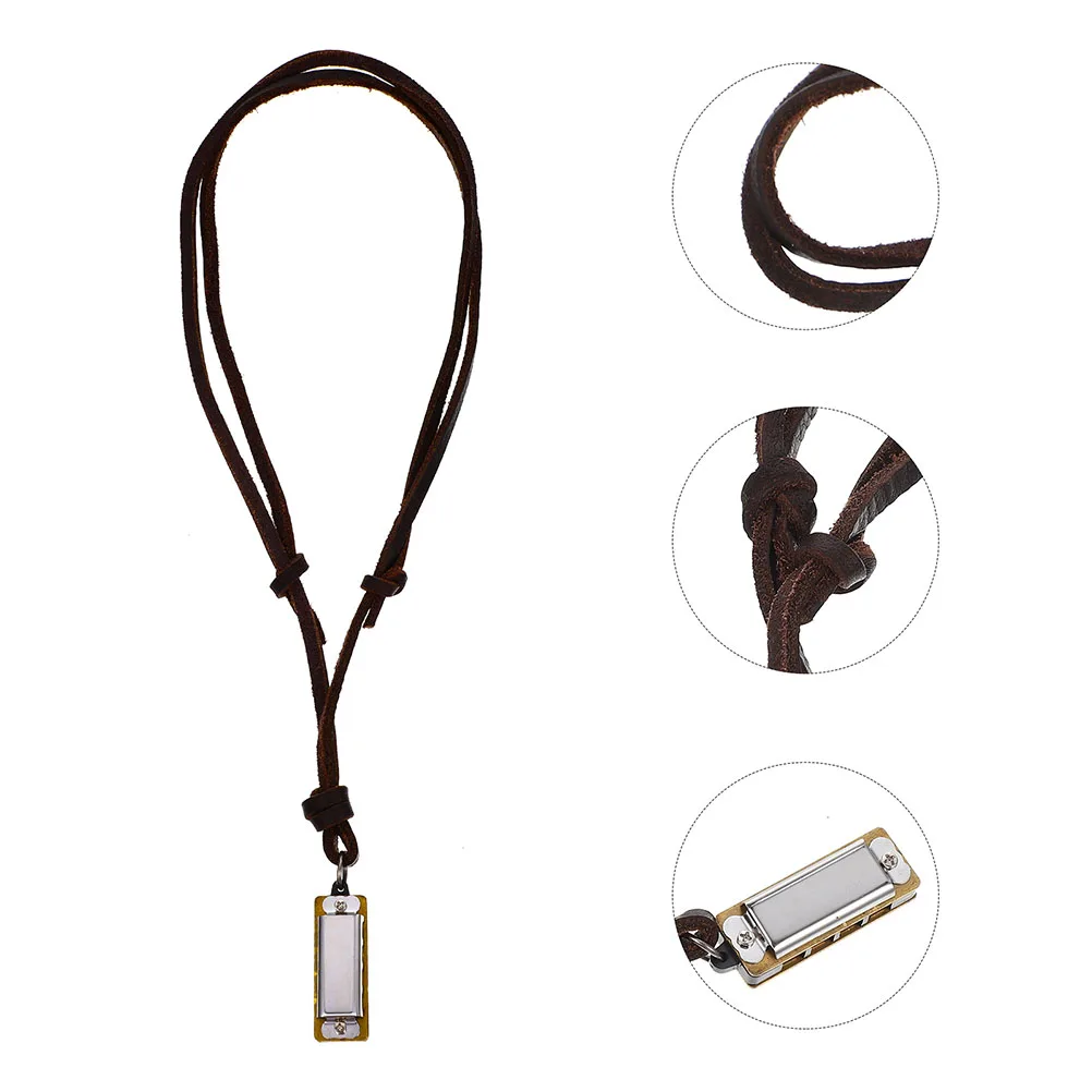 

2pcs Harmonica Necklaces Pendant Musical Instrument Small Retro Charm Jewelry Festival Gift For Students Plaything