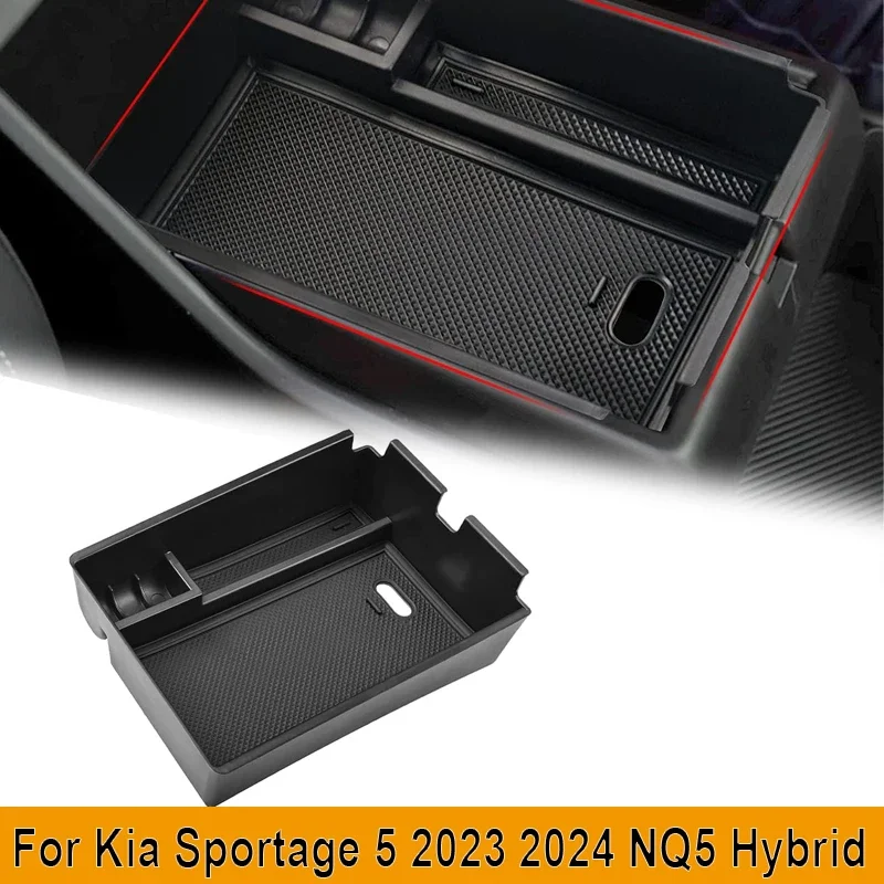 LHD Central Console Armrest Box Storage Organizer Insert Tray Holder For Kia Sportage 5 2023 2024 NQ5 Hybrid Car Accessories